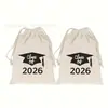 Bolsa de Algodón con Cordón para Temporada de Graduación 2026 para Birrete de Licenciatura, Bolsa de Regalo para Graduación, Bolsa Pequeña de Tela con Cordón para Regalo