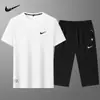 Traje Deportivo Nuevo de Verano Talla Grande Seda de Hielo Secado Rápido Deportivo Casual Camiseta de Manga Corta Pantalones Cortos Pantalones Acortados Dos Piezas