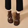 Botas Martin con Cordones y Punta Redonda para Mujer 2026 Otoño/Invierno Nuevas Botas Cortas con Tacón Grueso y Tacón Medio Calidez Plus Terciopelo Botas de Cuero para Mujer