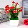 Suministro Directo de Fábrica 17 Piñas Pequeñas de Pino Lirio Rosa Set de Plantas Pequeñas en Maceta Flor Artificial Potted Planta Artificial Venta al por Mayor