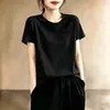 Camiseta de Manga Curta Nova de Verão para Mulheres no Comércio Exterior Transfronteiriço, Cor Roxo Taro da Moda, Ombro Normal, Estampa de Coração, Moda Estilosa e Juvenil