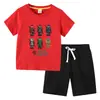 Camiseta Infantil 2026 Verão Nova Roupa Infantil de Comércio Exterior Estilo Ins Coreano Algodão Manga Curta e Shorts Conjunto de Duas Peças Infantil