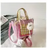 Bolso Cruzado de Tela Floral Multicolor con Lazo de Diseño de Nicho Coreano Bolso de Cubo Dulce y Elegante para Llevar en la Mano Moderno