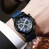 Reloj de Pulsera Deportivo de Cuarzo Cronógrafo de Lujo para Hombre, Resistente al Agua con Correa de Silicona, Elegante Reloj Multicolor para el Uso Diario