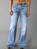 Moda Feminina Primavera/Outono 2026: Calça Wide Leg Estilo Americano com Efeito Emagrecedor, Apresentando Patchwork Elegante e Jeans Lavado para um Look Moderno