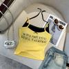 Popular Top Halterneck de Verão Feminino de Duas Peças Falsas com Bojo Camisola Top Halter Sem Mangas para Usar por Baixo