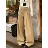 Pantalones anchos de encaje con cordones de tiro alto en color gris oscuro para mujer, nuevo estilo 2026, corte holgado, caída fluida, casual, adelgazantes, versátiles pantalones de pierna ancha