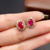 Pendientes de Rubí Natural Transfronterizos de Amazon Plata S925 Piedra Principal 5*7 Joyería de Lujo Venta Directa de Fábrica