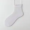 Calcetines Cortos de Encaje Finos de Verano para Mujer, Calcetines Transpirables de Malla Anti-Olor Antibacterianos hasta la Mitad de la Pantorrilla, Calcetines de Encaje de Seda de Morera para Mujer