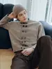 Suéter de punto estilo retro americano, de doble botonadura, forrado de felpa para hombres y mujeres, mezcla otoño/invierno, elegante y relajado, cárdigan de punto de cuello redondo