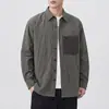 2026 nueva chaqueta de camisa casual de manga larga con bloques de color y patchwork retro estilo montaña para hombre, algodón estilo americano minimalista old-money