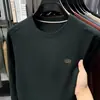 Sudadera de Manga Larga de Seda para Hombre para Otoño, Versátil Casual Elástica Cuello Redondo Moderna Camiseta Base Top Ropa para Hombre