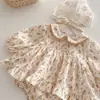 Macacão para Bebê Recém-Nascido Primavera e Outono Manga Longa Estilo Fino Moda Peça Única para Meninas, Adequado para Sair, Vestido Macacão Triângulo