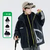Chaqueta cortavientos e impermeable para niño para primavera, otoño e invierno 2026, chaqueta exterior para niños de nuevo estilo, adecuada para niños mayores, estilo ropa de trabajo, moderna