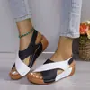 Sandálias de Comércio Exterior Femininas Verão Novo Europeu e Americano Transfronteiriço Tamanho Grande Boca de Peixe Plataforma Cruzada Solado Grosso Velcro Sandálias Femininas 43