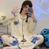 Pijama lindo para mujer, primavera, otoño, invierno, de manga larga con caricatura de Kuromi, modelo nuevo 2024, se puede usar afuera, conjunto de ropa para casa