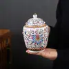 Tetera de cerámica azul y blanca grande Jingdezhen color esmaltado Olla general cuadrada casera vintage sellada té negro Pu'er
