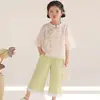 Pantalones de pierna recta de encaje a la moda para niña pequeña, pantalones de pierna ancha casuales de encaje para estudiante adolescente, ropa exterior larga para niña pequeña, verano