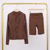 Conjunto de Sudadera con Capucha y Shorts Lulu Df con Relieve, Chaqueta Deportiva Ajustada Elástica con Cremallera Dorada para Fitness y Yoga
