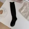 Meias de lã fina estilo Miyu para outono e inverno, afinam e alongam as pernas, meias de cano médio estilo JK, meias longas, perfeitas com mocassins, e meias com babados