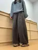 Pantalones Anchos de Pierna Elástica de Cintura Elástica, Corte Holgado, Versátiles, para Mujer, Otoño 2026, Pantalones de Cintura Alta Adelgazantes que Cubren las Caderas para Mujer