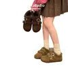 Sapatos Birkenstock quentes com veludo e espessura para mulheres, botas de neve, novos sapatos de inverno e outono slip-on de pelo, sapatos de algodão do Nordeste