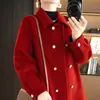Abrigo de Lana Doble Faz para Mujer Estilo Coreano Otoño e Invierno 2026, Solapa, Doble Botonadura, Color Sólido, Lana Pura, Holgado, Adelgazante, para Viajar