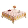 Toalha de Mesa Quadrada Dopamina Impermeável à Prova de Óleo Lavável Resistente ao Calor PVC Quadrada para Mesa de Jantar Estilo Ins para Mesa de Café em Casa