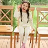 Roupas de Outono para Crianças e Conjunto de Calças Algodão Puro Roupa Térmica para Meninas Lã Puxador Roupa de Outono para Bebê Categoria A