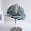 Gorra de Marinero de Mezclilla Desgastada y Rasgada para Mujer, Nuevo Estilo Otoñal, Gorra de Béisbol Vintage, Versátil, Sombrero Octagonal para Adelgazar el Rostro