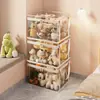 Contenedor de almacenamiento de peluches de gran capacidad y estilo, caja de almacenamiento de muñecas transparente a prueba de polvo para la sala de estar