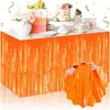 Falda de mesa de color liso desechable con borlas para circunferencia de mesa 75*275cm decoración de fondo para actividad de fiesta de cumpleaños diseño de lugar