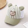 Bonito sombrero de sol de oso a rayas de dibujos animados para bebés, nueva gorra de béisbol de verano para niños, transfronterizo