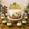 Toppers para Pastel Temáticos de Coche de Juguete Infantil Transfronterizos, Pancarta de Feliz Cumpleaños, Banderines de Letras Serie Color Bosque