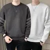 Sudadera casual para hombre, nuevo modelo de otoño, negro, blanco, gris, corte holgado, cuello redondo, sin capucha, manga larga, top deportivo, chaqueta versátil