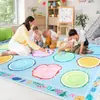 Temu Venta Caliente Juego de Rompecabezas Circular de Colores Alfombra de Terciopelo de Cristal Resistente al Desgaste Resistente a las Manchas Decorativa para el Suelo del Aula