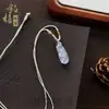 Collar Multicolor Ojo de Gato Dorado Champagne con Frijoles de las Cuatro Estaciones en Nuevo Estilo Chino, Cadena para Clavícula de Mujer con Patrón de Ojo de Gato, Colgante