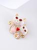 Moda Europea y Americana Nuevo Lindo Broche de Gato para Pareja con Diamantes y Esmalte