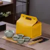 Juego de Tazas Ruyi de Cerámica Jun Sencillo Portátil de Uso Rápido Juego de Té de Viaje Tetera Tazas de Té Juego Pequeño