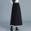 Falda plisada de mezclilla para mujer, nuevo estilo otoño e invierno 2026, de cintura alta, adelgazante, falda midi de línea A, moderna y a la moda