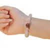 Pulseira Olho de Gato Branco com Contas Naturais de Cinábrio em Forma de Abóbora Joia de Cristal para Mulheres Presente