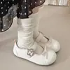 Sapatilhas de bico redondo com laço para mulheres, novos sapatos baixos estilo coreano para o verão de 2026, sapatos Mary Jane fofos para estudantes