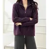 Cárdigan de punto morado de cuello semi-alto, manga larga, corte holgado y estilizado para mujer, nuevo modelo otoño e invierno 2026, top de lana con doble cremallera