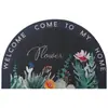 Felpudo de Flores Pintado a Mano Estilo Americano, Alfombra Roja Redonda de Malla, Felpudo de Anillo de Seda, Felpudo Grueso para Exteriores con Flores