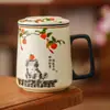 Taza de té de cerámica con tapa para uso en la oficina, con separación de té y agua, adecuada para uso doméstico y té Kung Fu
