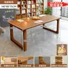 Escritorio para sala de estar, escritorio largo grande para leer y estudiar, mesa de comedor para el hogar, mesa doble larga, estación de trabajo para computadora