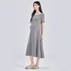 Vestido de maternidad de algodón y lino para verano, línea A de alta elasticidad, longitud media, cubre el vientre, vestido largo holgado para todas las etapas del embarazo