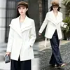 Elegante gabardina de mujer de moda, estilo nuevo otoño 2026, corte holgado adelgazante, estilo coreano, cuello grande, con cinturón