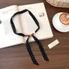 Bufanda Collar de Seda con Estampado de Leopardo y Lunares con Cuentas para Mujer, Cadena de Cuello de Tela Ajustable Estilo Melard, Nuevo para Primavera/Verano 2026