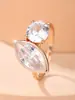 Anillo Popular Transfronterizo Estilo Ins Ovalado Doble Diamante, Doble Circonita Irregular Lujo Ligero Minimalista Anillo de Commuter para Mujer